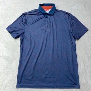 Redvanly Polo Shirt Mens Medium All Over Print Blue Golf Performance Stretch AOP